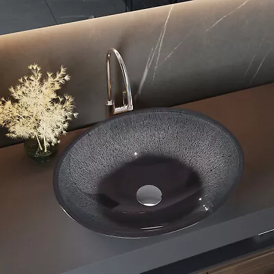 £95.95 • Buy Bathroom Basin Sink Round Hand Wash Countertop Tempered Glass Bowl Vanity Silver