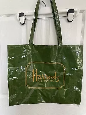 Vintage Harrods Knightsbridge  Large Green  Tote Shopper  Shoulder  Bag • £18.33