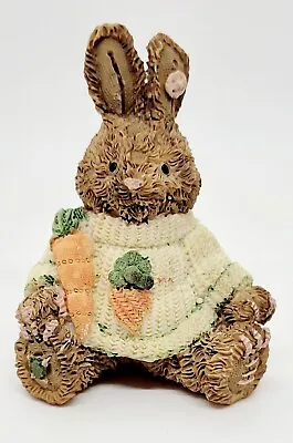 ABC Patchwork Bunny Wearing Carrot Sweater 3.5  Resin Figurine • $14.99