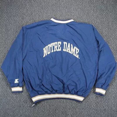 VINTAGE Notre Dame Fighting Irish Pullover Extra Large Blue Starter V Neck XL • $49.80