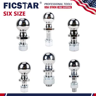 6 Sizes Trailer Hitch Ball 1-7/8  Or 2  Diameter Shank 3/4  Or 1  Diameter • $10.36