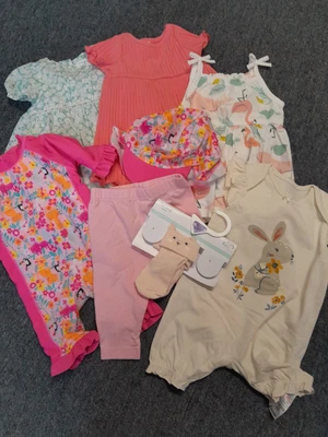 £9.50 • Buy Clothes Bundle, 9 Items, 0-3 Months, Trousers, Dresses, Swimwear, Hat, Socks