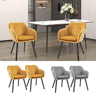 2 Pieces Modern Upholstered Fabric Bucket Seat Dining Room Armchairs • £99.99