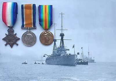 WW1 1914/15 STAR MEDAL TRIO - PTR Henry Spooner - Royal Navy - HMS INVINCIBLE • £135