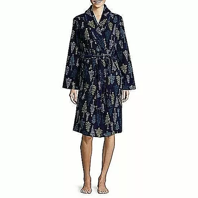 NWT $42 Simply Chic Navy Micro Fleece  Bathrobe  Robe Gown  Small • $23.99