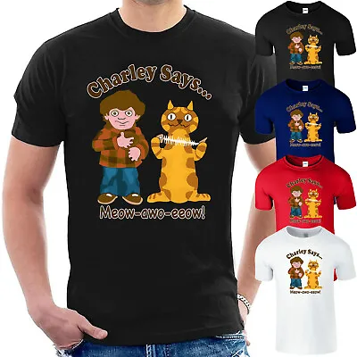 £10.99 • Buy Charley Says Meow Mens T-Shirt Funny Cartoon Rave Techno Dance Unisex Tee Gift
