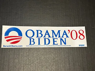 Obama Biden In 08 Unused Presidential Bumper Sticker NOS • $6