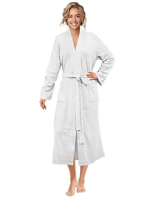 Women Soft Robe Waffle Knit Lightweight Spa Shower Bathrobe Cotton Kimono Long • $24.99
