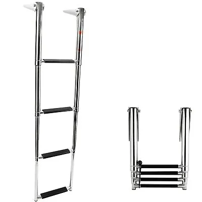 4 Steps Marine Boat Yacht Stainless Steel Telescoping Ladder Swim Step Ladders • $63.99