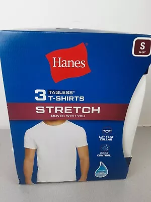 Hanes Men's Stretch Package Of 3 White Crew Neck T-shirts Size S - New   (69) • $20.99