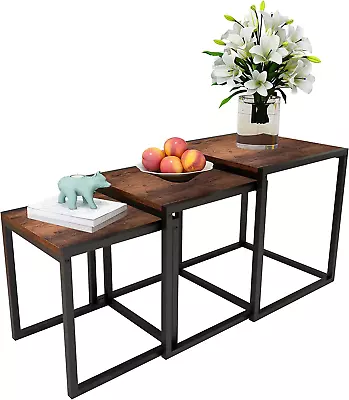 Nesting Table Set Of 3 End Tables Modern Minimalist Coffee Table Stackable Tab • $110.05