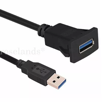 $12.91 • Buy Square Car Dashboard Flush Mount USB 3.0 Male To Female Extension Panel Cable AU