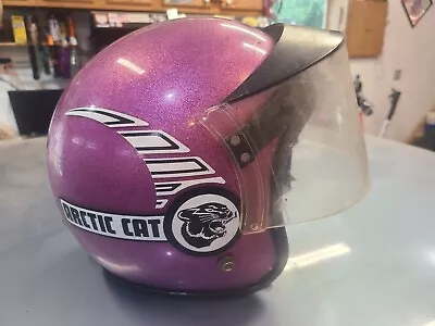 Vintage ARCTIC CAT PURPLE SPARKLE SNOWMOBILE HELMET With IRC VARI-SHIELD • $150