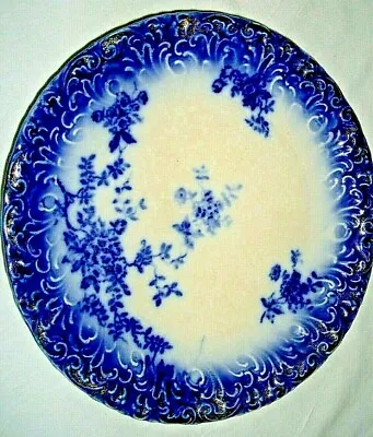 Antique La Belle Porcelain Flow Blue 9” Plate W/ Gold Trim • $25