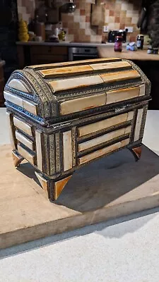 £49 • Buy Stunning Vintage  Treasure Chest Box Trinket Keepsake Jewellery Inlaid Bone 