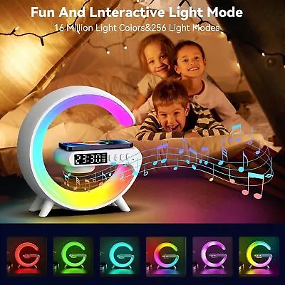 LED Lamp Smart G Bluetooth Speaker Wireless Charger RGB Alarm Clock Night Light • £8.99