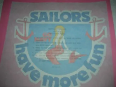 VINTAGE U.S. NAVY  SAILORS HAVE MORE FUN  TOPLESS MERMAID RISQUE  Iron-On NOS  • $5