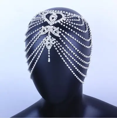 Bohemian Gypsy Beaded Crystal Forehead Elven Head Chain Wedding Turban Headpiece • $39.10