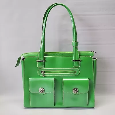 McKlein Ladies Verona 96621 Green Leather 15.6  Fly Through Briefcase • $59.90