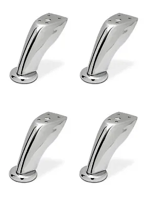 Legs For Furniture Cabinet Sofa Tables Foot - 100 Mm Chrome Steel Pack Of 4 GTV • £11.95