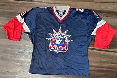 VTG NEW YORK RANGERS CENTER ICE STARTER JERSEY 48R Liberty Hockey Fight Strap • $150