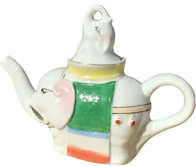 Vintage Chinese Porcelain Elephant Teapot Hand Painted With Elephant Lid • $6.97
