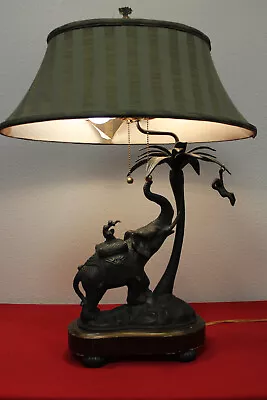 Fredrick Cooper Bronze Elephant And Monkey Table Lamp Vintage • $190