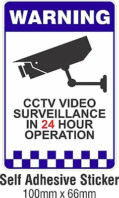 Warning CCTV Security Surveillance Camera Decal Sticker Sign 66mmx100mm • $1.72