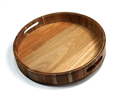 £60.81 • Buy 14  Wooden Tray Natural Acacia Wood Lazy Susan Rotating Mechanism Base Servin...