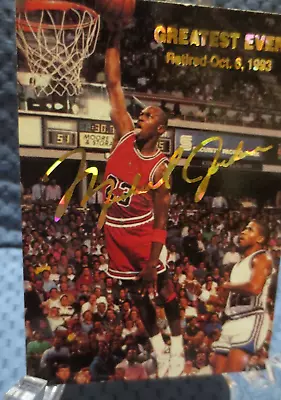 Michael Jordan 1993-94 Greatest Ever Gold Signature Retirement Card NM-M • $10