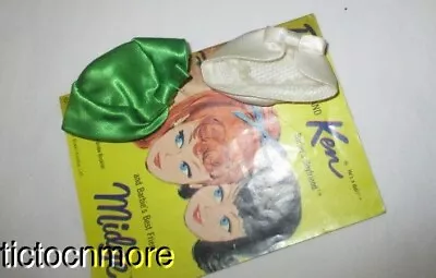 Vintage Barbie Doll Clothes Green & White Satin Pill Box Hats Fashion Book • $10.50