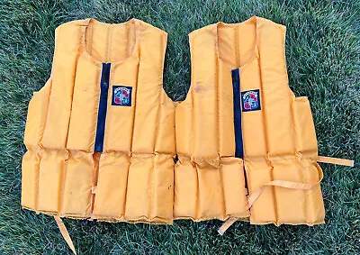 Vintage STEARNS Life Jacket Preserver Yellow Adult Small & Medium USA SSV-700 • $78.28