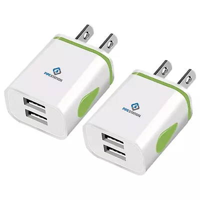 US 2 Pin To Dual USB Plug Adapter - 2 Pack Travel Charger America USA Adaptor • £9.99