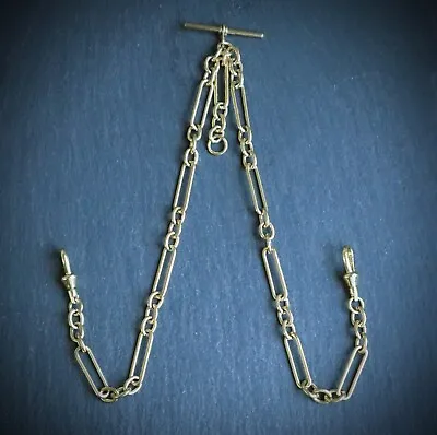 Double 18ct Gold Plated Trombone Link Pocket Watch Albert Chain. • £49.99