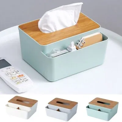$14.50 • Buy Plastic Bamboo Cover Toilet Paper Box Towel Napkin Tissue Holder  Dresser