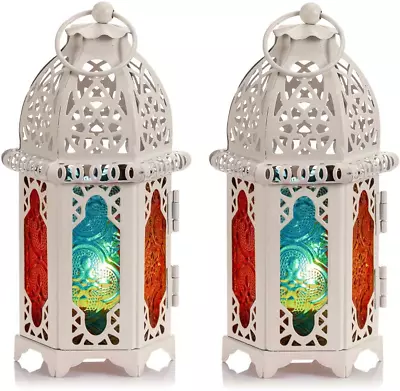 2 Pcs Moroccan Style Candle Lantern - Small Sized Tealight Candle Holder With Tr • $28.12