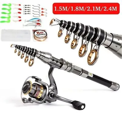 Carbon Fiber Telescopic Fishing Rod Portable Travel Spinning Pole Sea Freshwater • $9.79