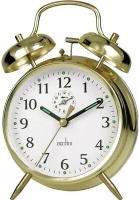 £13.99 • Buy Acctim Large Bell KeyWound Saxon Gold Alarm Clock Luminous Old Style Traditional