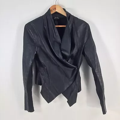 Bardot Womens Leather Jacket Size 8 Black Long Sleeve 073978 • $49.95