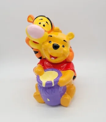 Disney Winnie The Pooh 10” Ceramic Cookie Jar- Tigger & Pooh Bear W/ Honey Pot. • $74.24