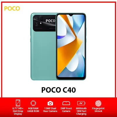(Unlocked) Xiaomi POCO C40 6.71” Dual SIM Android Mobile Phone – Green/4GB+64GB • $229.99
