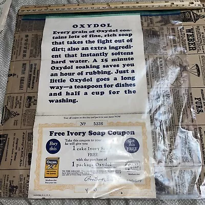 Vintage Oxydol / Free Ivory Soap Cake Advertisement Coupon - Proctor + Gamble • $49