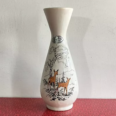 Jasba Vase West Germany 130/12  With Label 7½  High Vintage Deer Retro Kitsch • £14.99