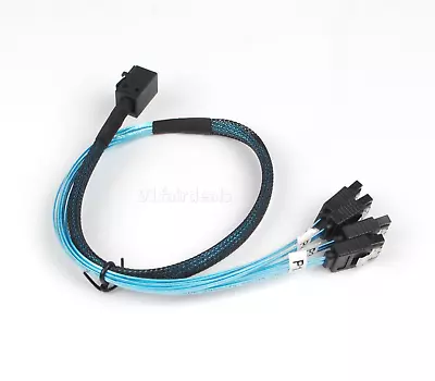 Mini SAS SFF-8643 To 4 SATA 7pin Hard Disk 6Gbps Data Server Raid Cable 0.5M • $7.31