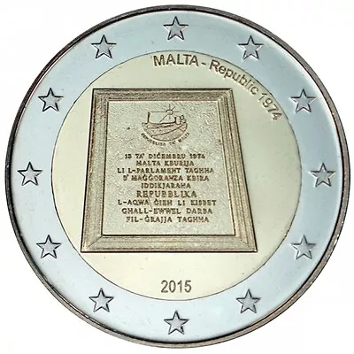 2015 Malta € 2 Euro Uncirculated UNC Coin  Republic Of Malta 1974  • $7.80