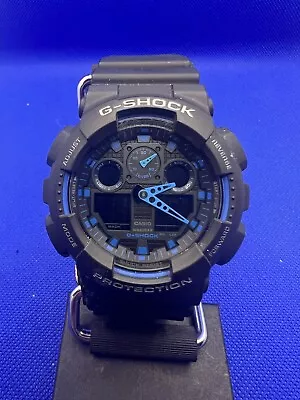 Casio G-Shock GA-100 Gray Blue Resin Analog-Digital Men's Watch Runs New Battery • $37