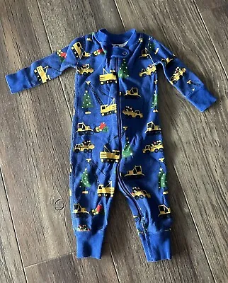 Hanna Andersson Baby Boy Construction Sleeper CHRISTMAS 3-6 Mo 60 Organic Pj’s • $14.99