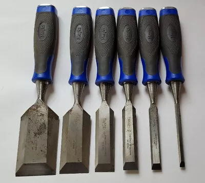 Marples 6pc Blue Cushion Handle Bevel Edge Paring Chisel Set Sheffield England • $79.99