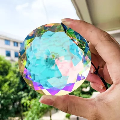 $9.67 • Buy 75MM AB Aurora Feng Shui Faceted Round Prism Crystal Suncatcher Glass Chandelier
