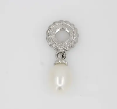 Judith Ripka Sterling Silver Cultured Freshwater Pearl Dangle Charm Pendant • $44.99